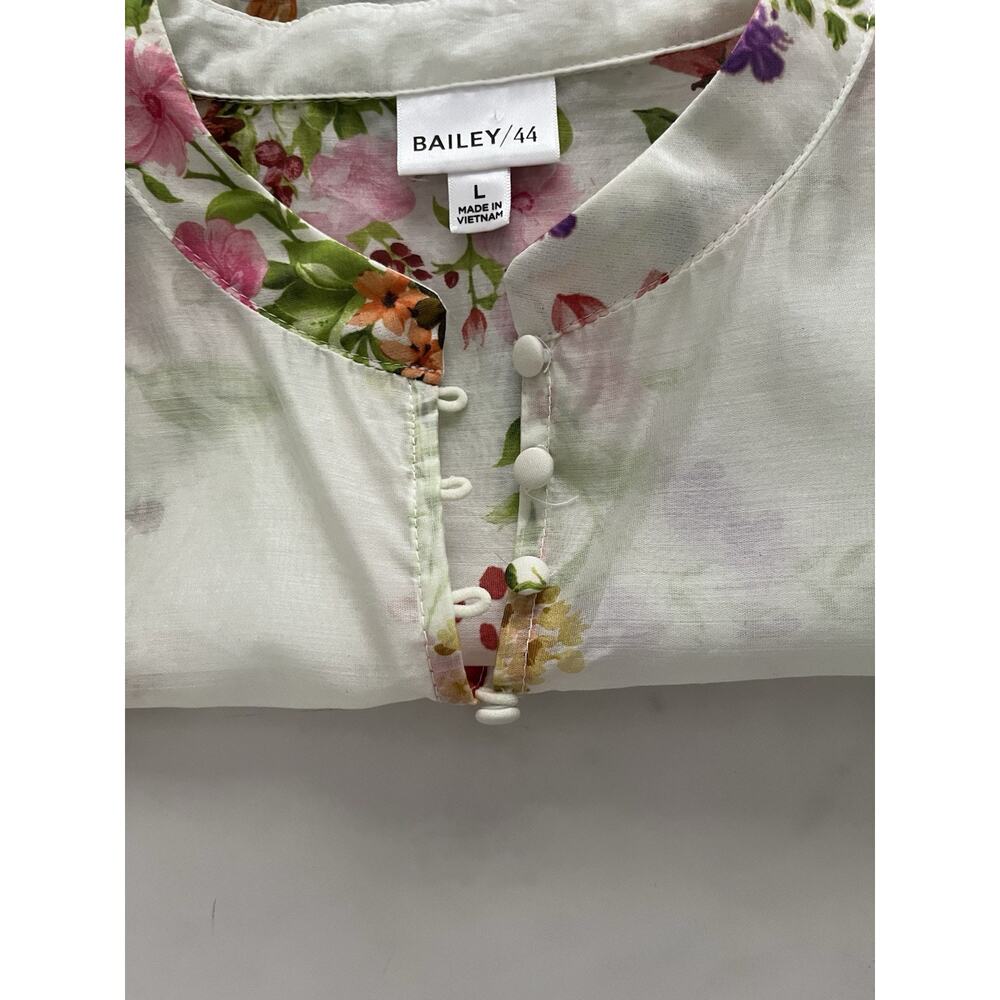 Bailey 44 Cream floral Blouse Romantic Prairie Cottage Core Sz Large Semi Sheer - Picture 11 of 11
